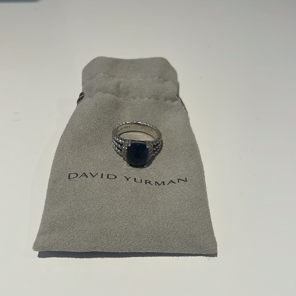 David Yurman Petite Wheaton Ring with Black Onyx and Pavé Diamonds